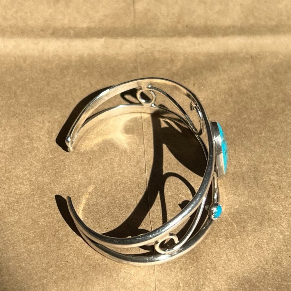 Turquoise Bangle, Silver Colored Bangle,Stacking … - image 4